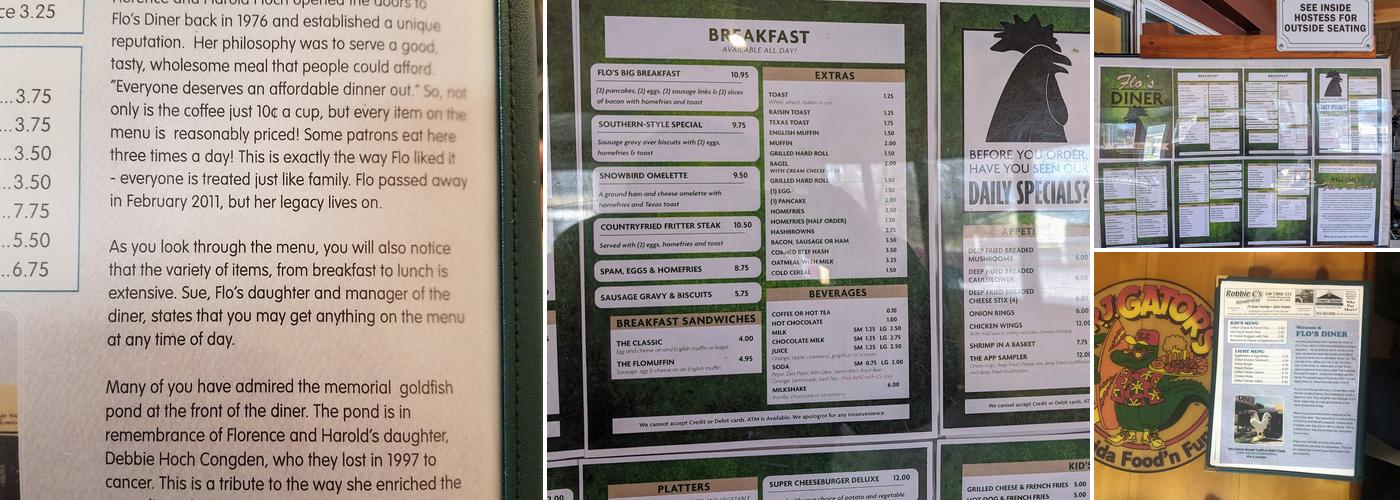 Flo's Diner Menu