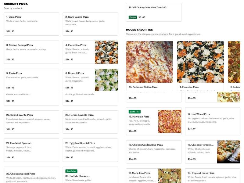 Hometown Pizza Menu