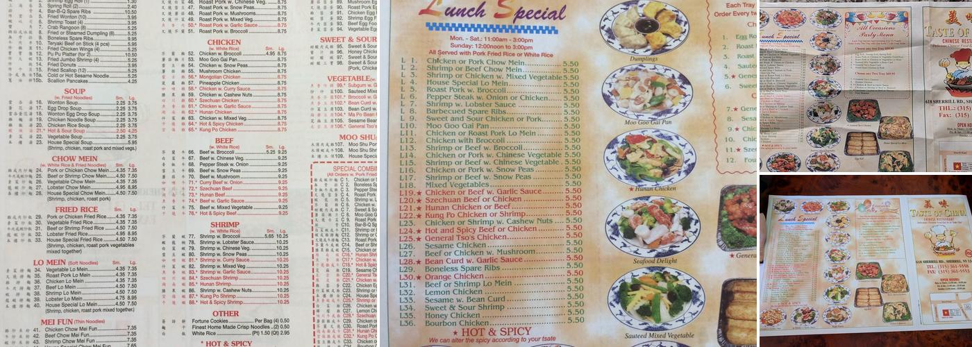 Taste of China Sherrill Inc Menu