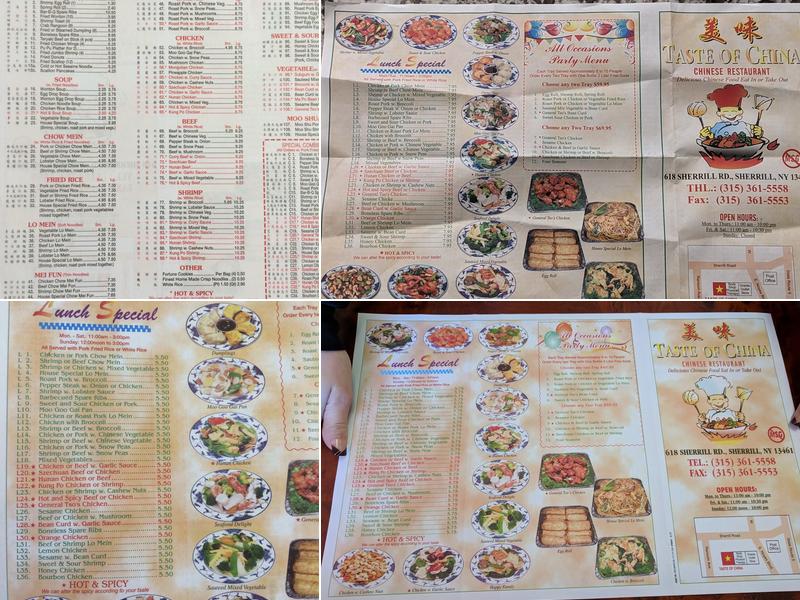 Taste of China Sherrill Inc Menu