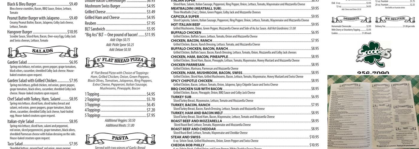 Scoobies Menu
