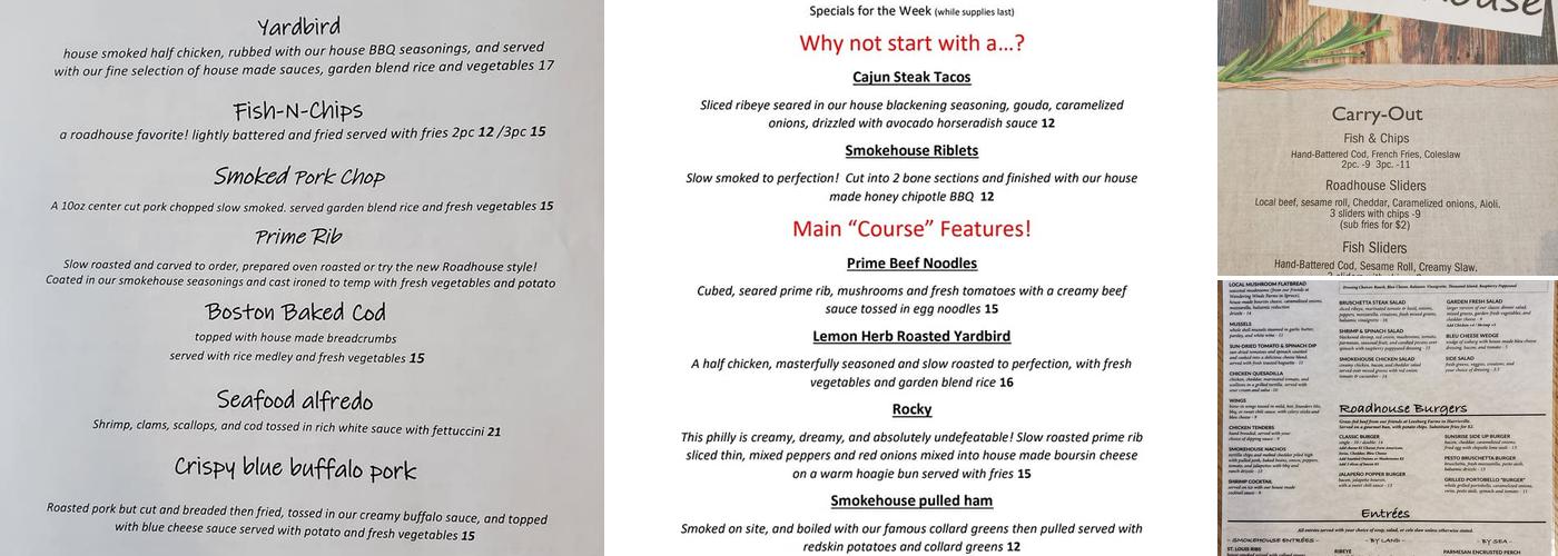 Roadhouse Bar and Grill Menu