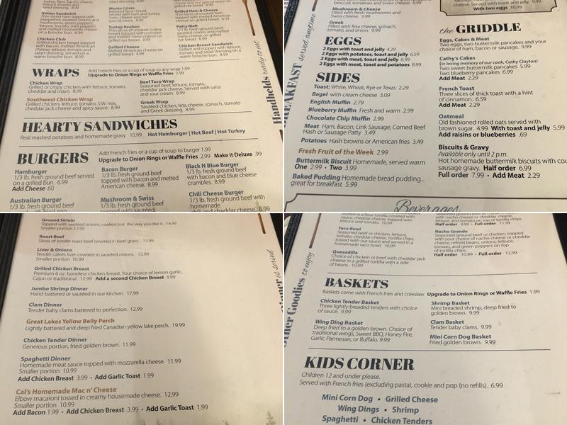 Paddle Inn Restaurant Menu
