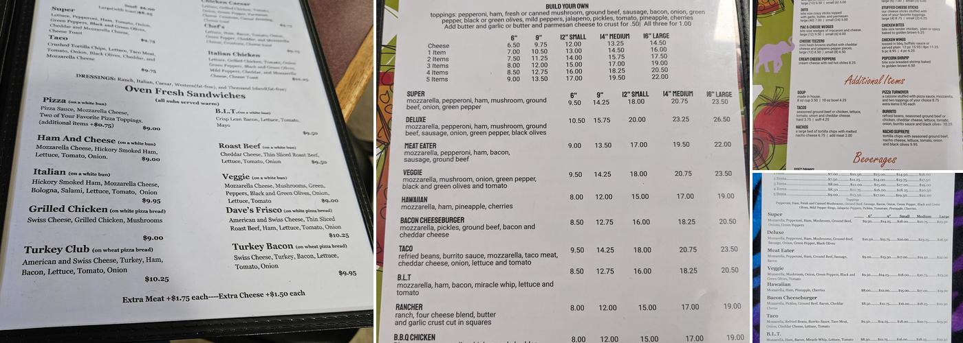 Mio Pizza Shop Menu