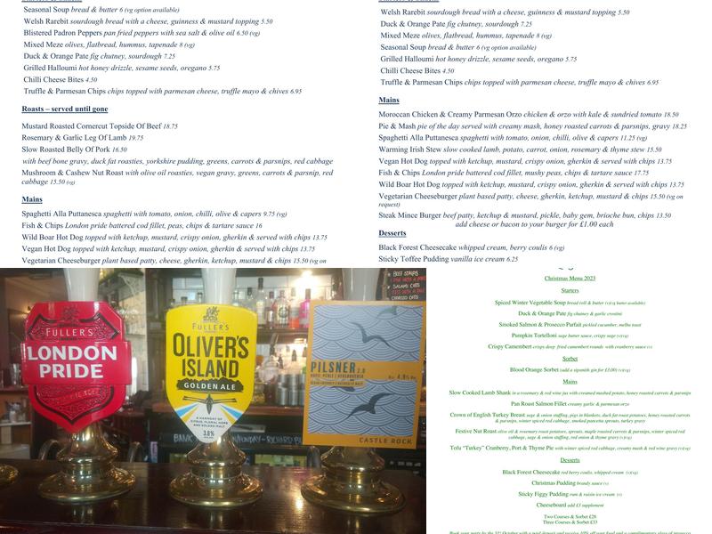 The Lord Nelson, Brentford Menu