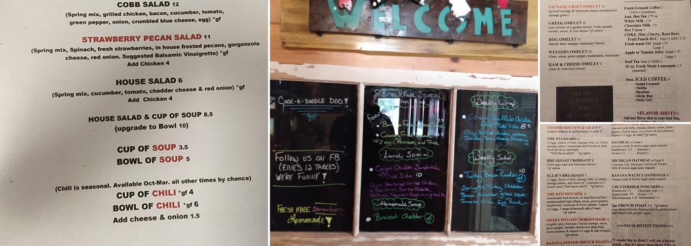 Ellies 12 Tables Menu