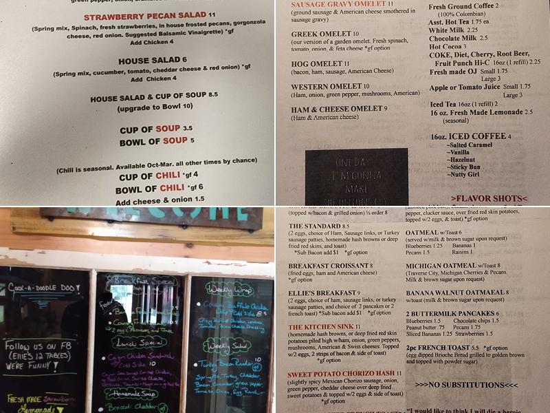 Ellies 12 Tables Menu