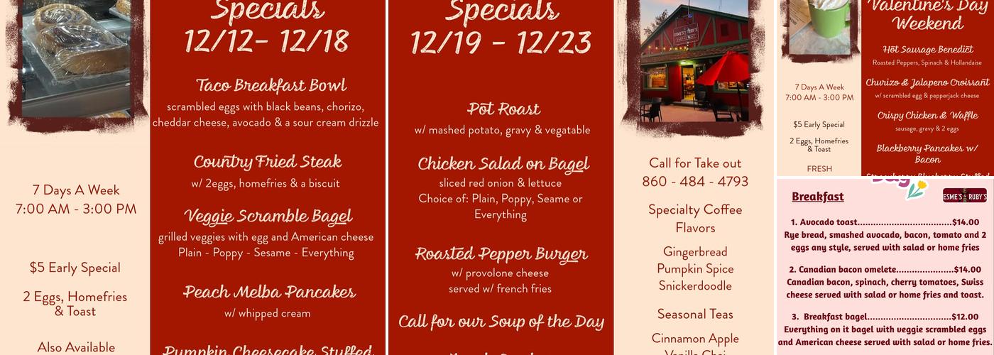 Esme's and Ruby's Restaurant Menu