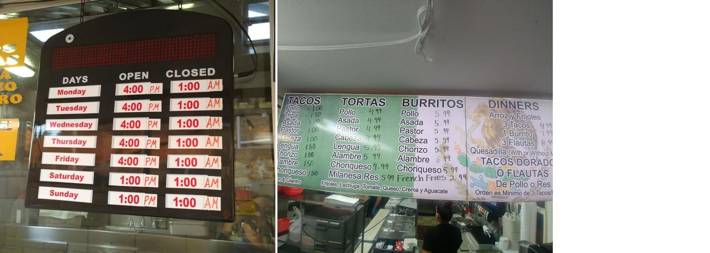 Taco Movil Menu