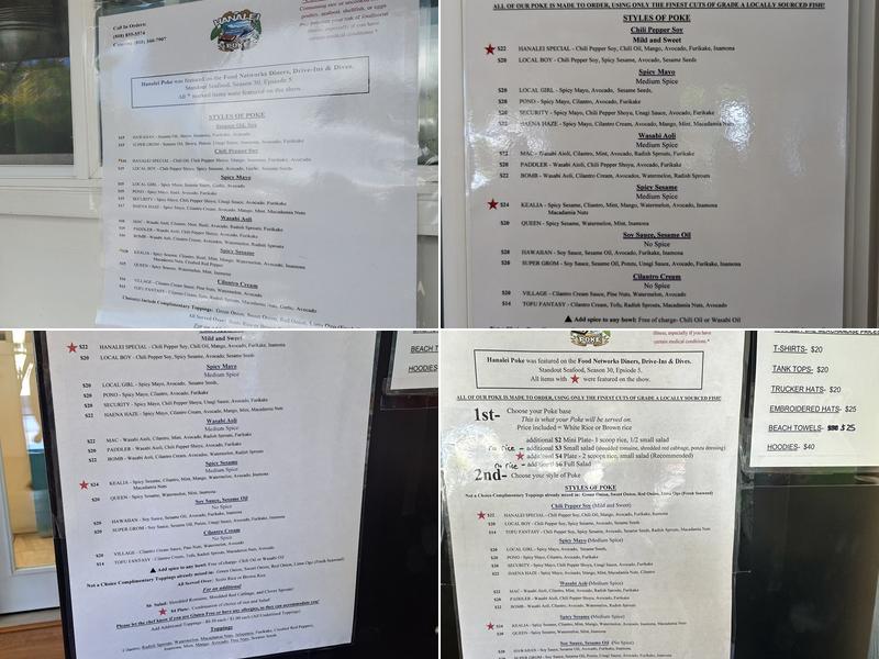 Hanalei Poke Menu