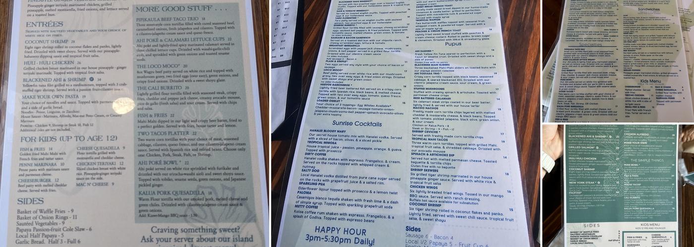 Kalypso Island Bar & Grill Menu