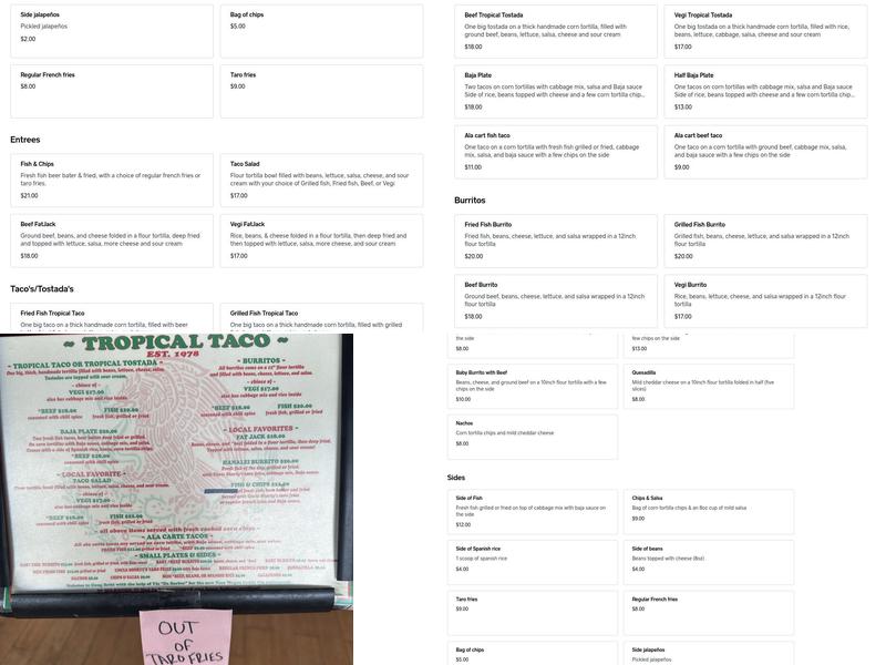 Tropical Taco Menu