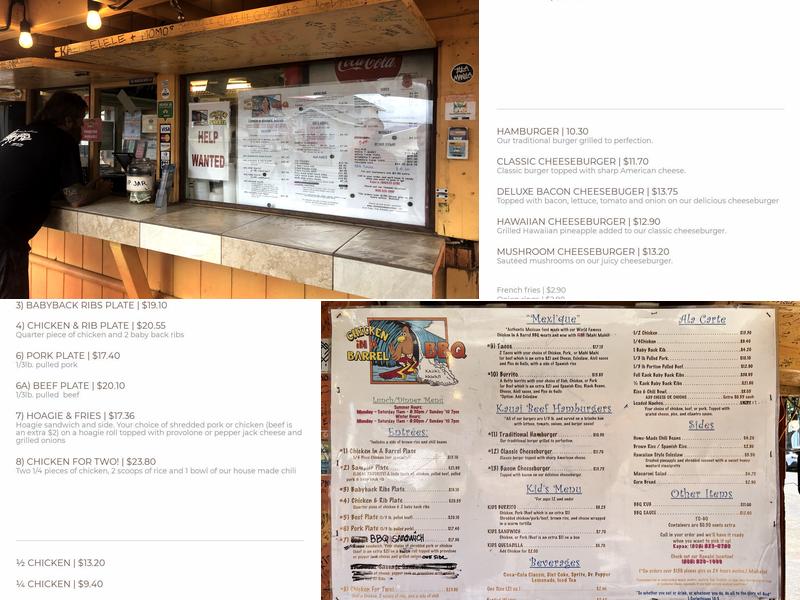 Chicken in A Barrel BBQ Menu