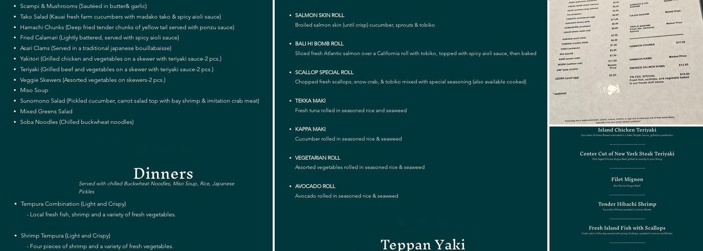 Kintaro Japanese Restaurant Menu