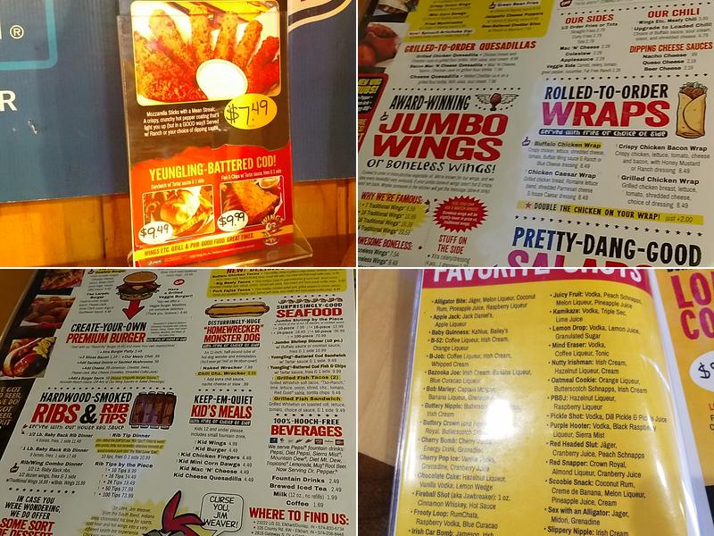 Wings Etc. Menu