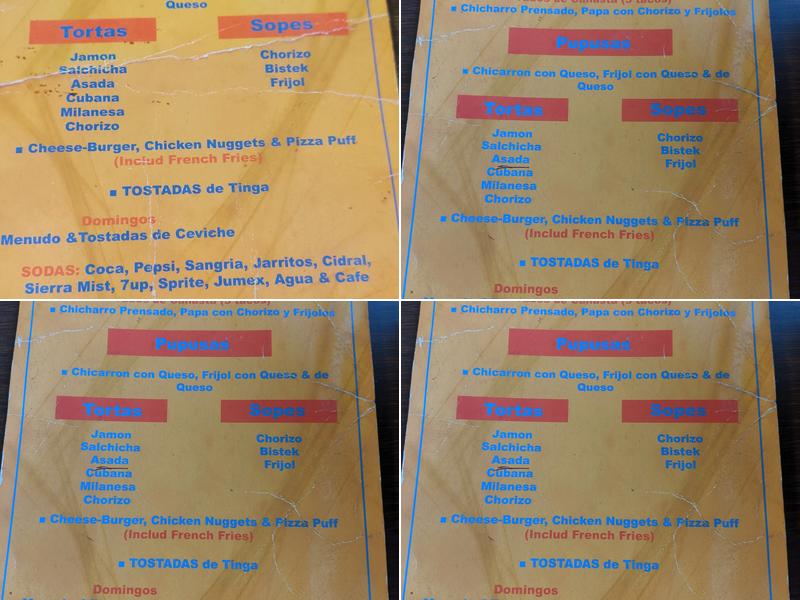 Juan Camaney - Pupusas Restaurant Menu