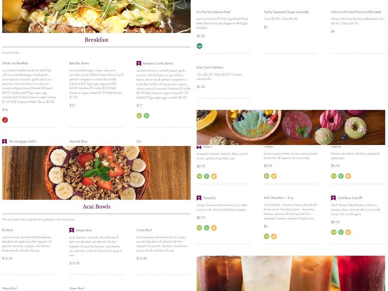 The Beet Box Cafe Menu