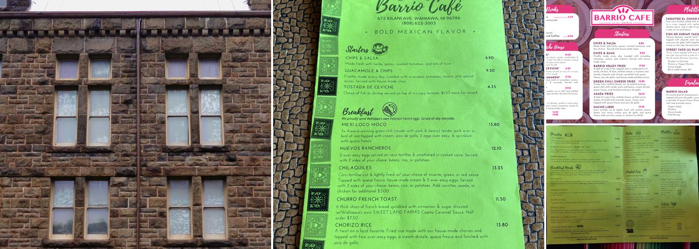 Barrio Cafe Menu