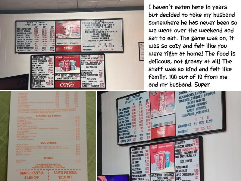 Sam's Pizzeria Menu