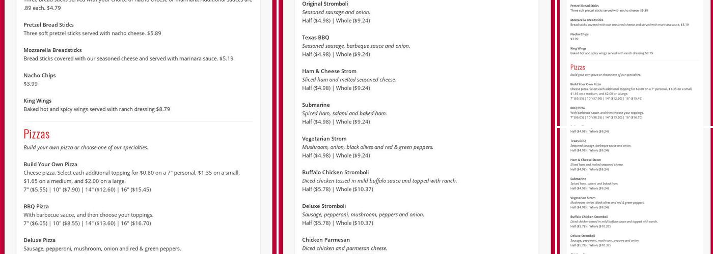 Pizza King | Evansville, IN Menu