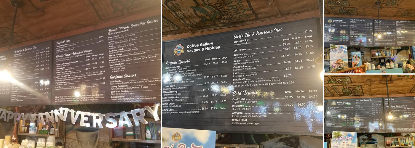 Coffee Gallery Menu