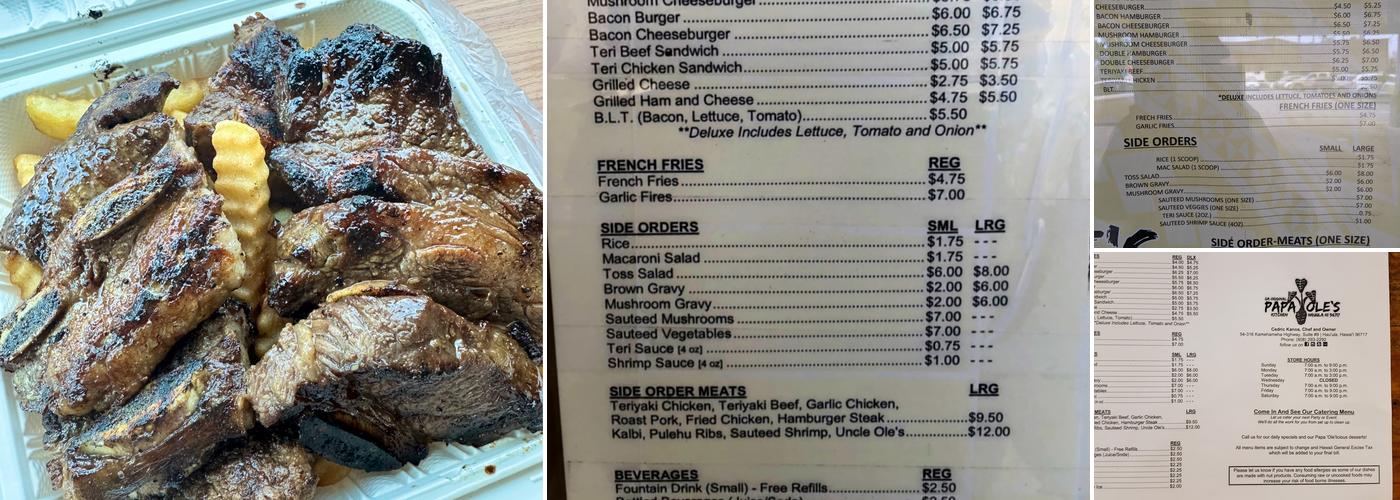 Papa Ole's Kitchen Menu