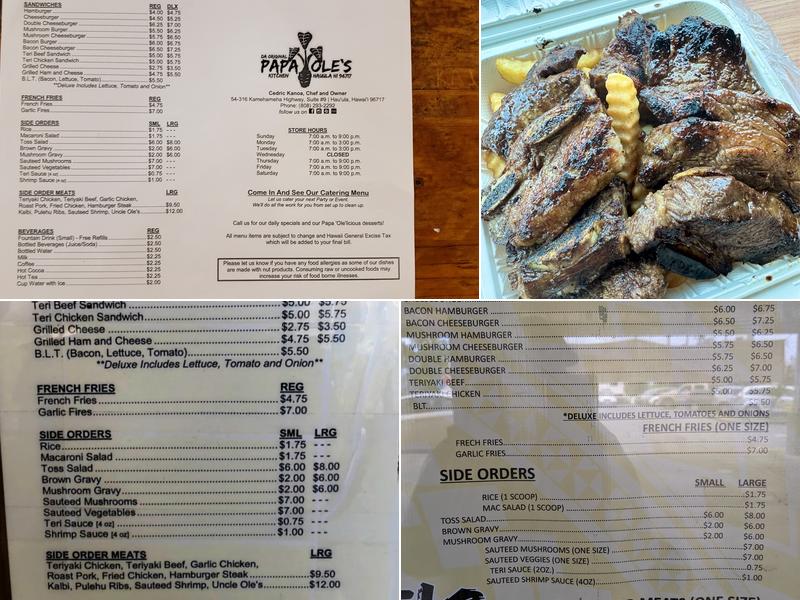 Papa Ole's Kitchen Menu