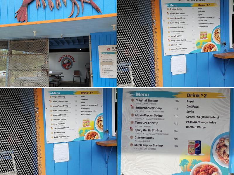 Fumi's Kahuku Shrimp Menu