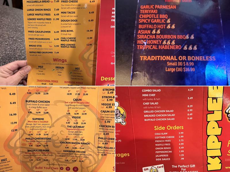 Kipplee's Menu