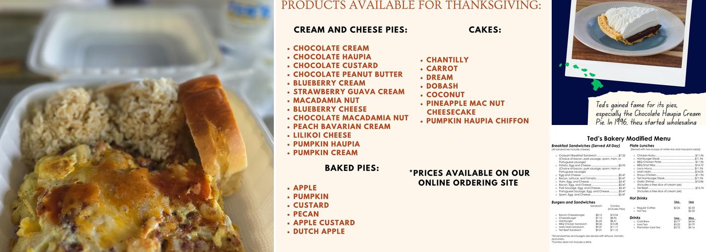Ted's Bakery Menu