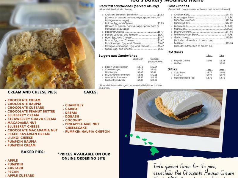 Ted's Bakery Menu