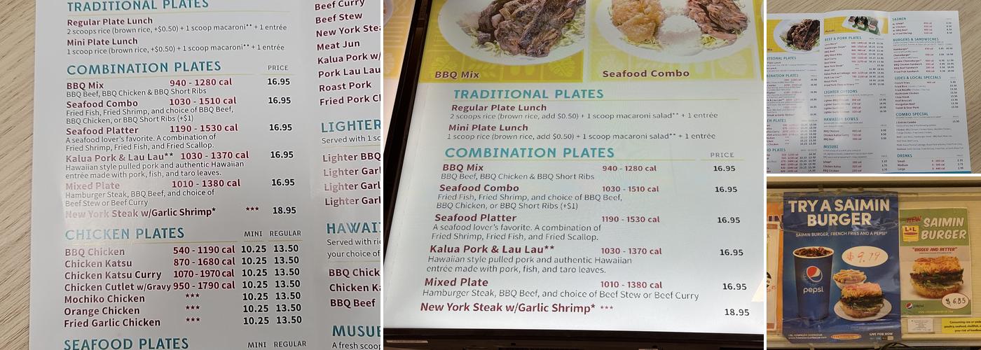 L & L Drive-Inn Menu