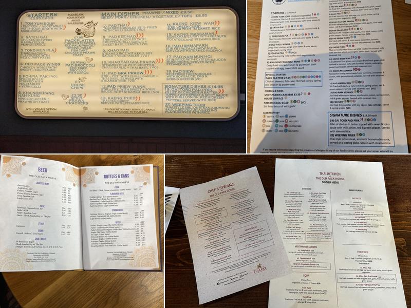 The Old Pack Horse, Chiswick Menu