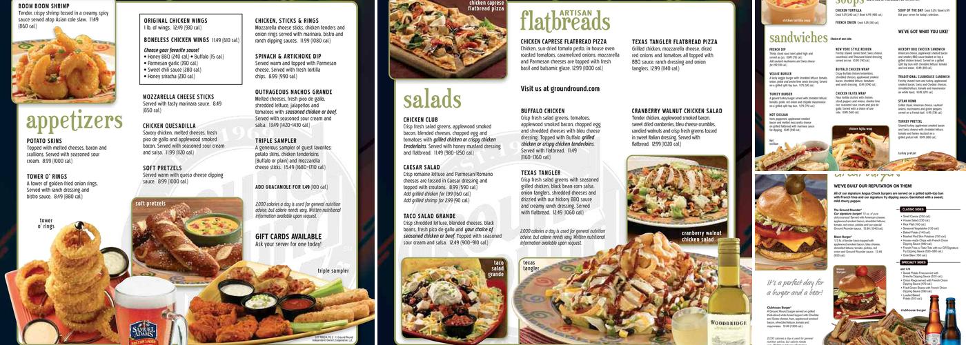 Ground Round Rutland Menu