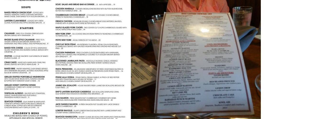 Iron Lantern Restaurant Menu