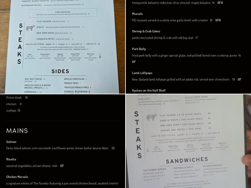 The Foundry at Summit Pond Menu