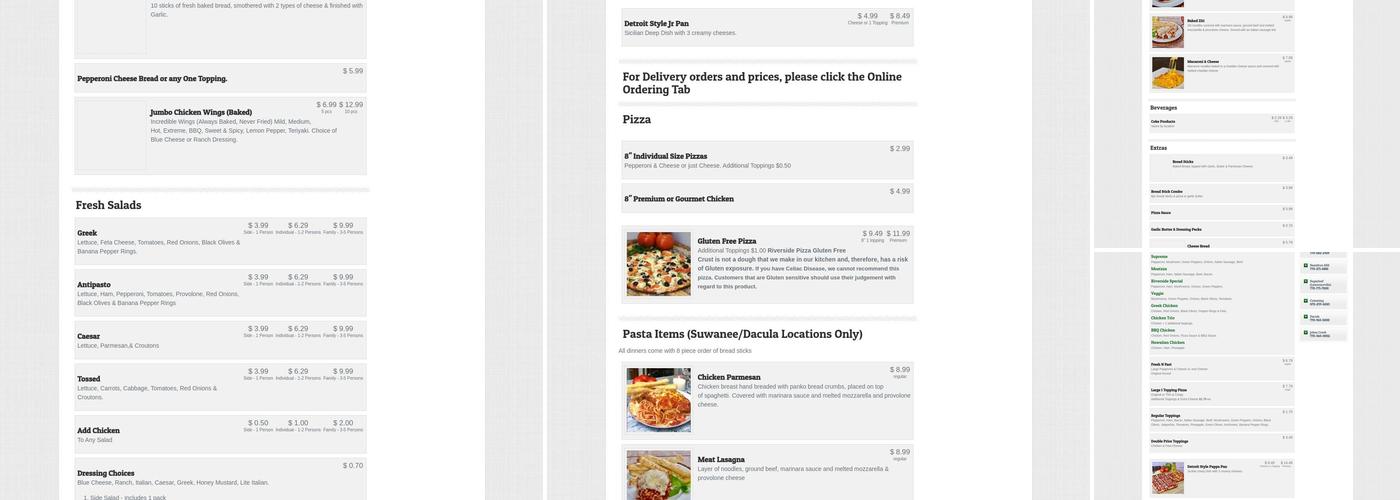 Riverside Pizza Menu