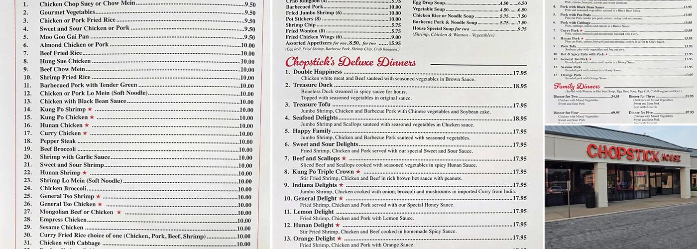 Chopstick House Restaurant Menu
