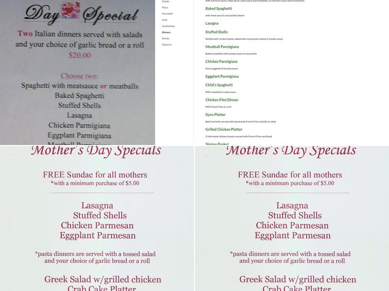 M & P Pizza Restaurant Menu