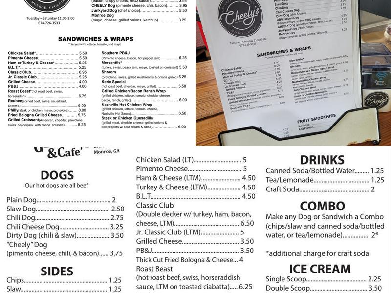 Cheely's General Store Menu