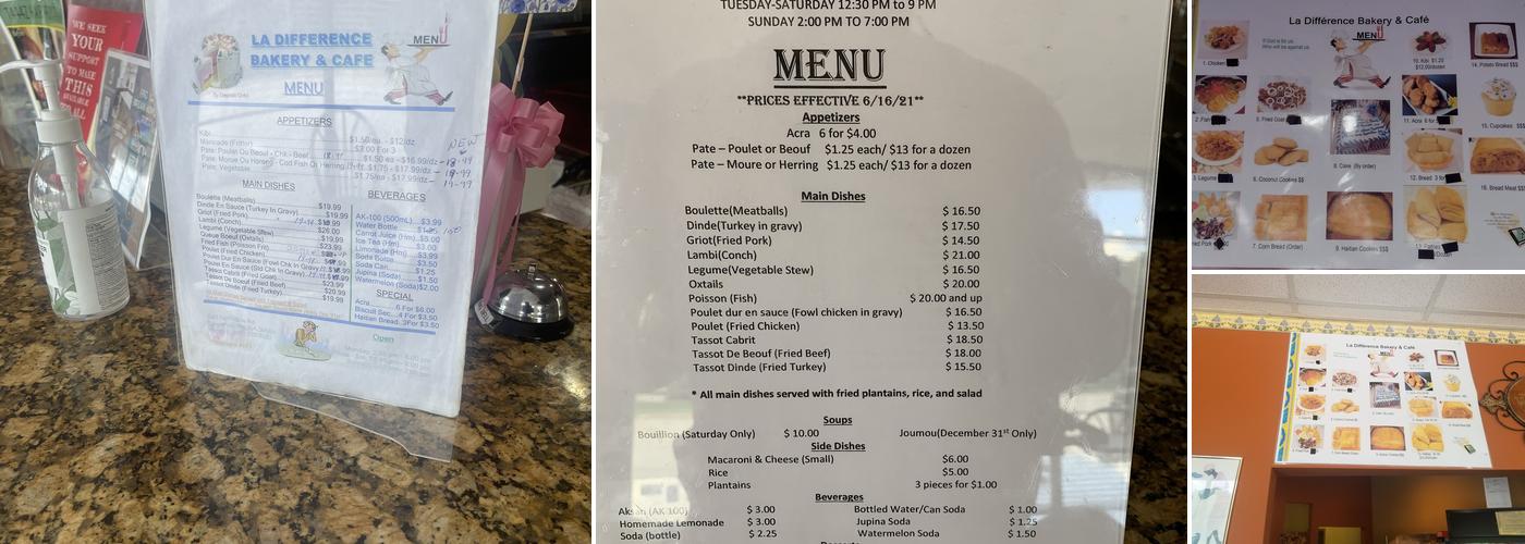 La difference bakery & caffee Menu