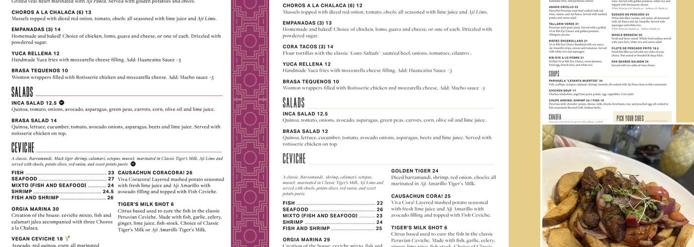 Coracora Menu