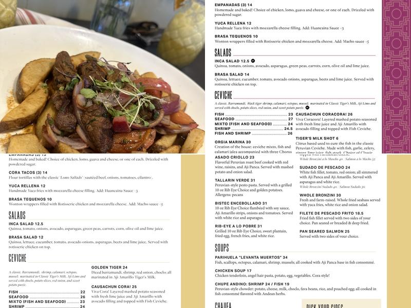 Coracora Menu