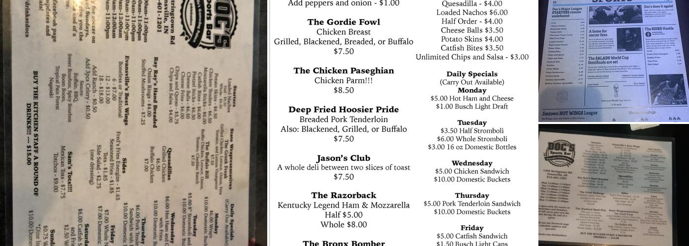 Doc's Menu