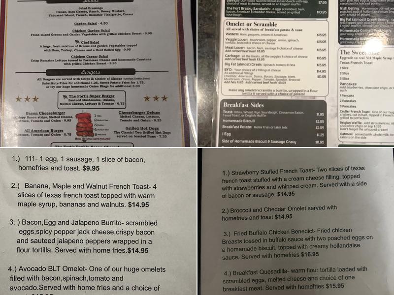 The Fort at Exit 18 Menu