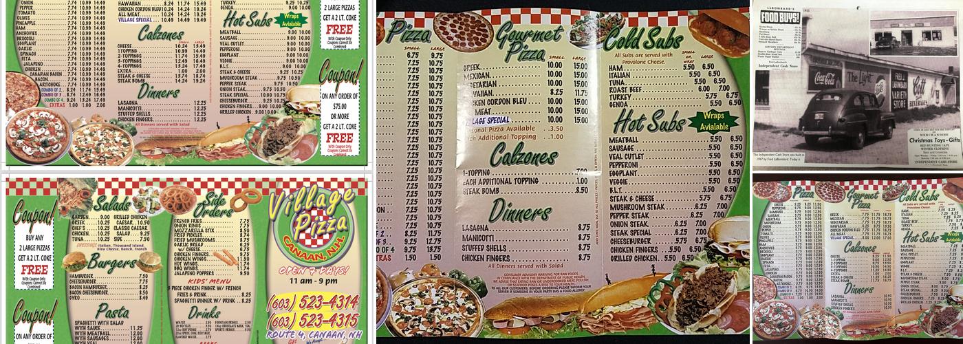 Canaan Village Pizza Menu