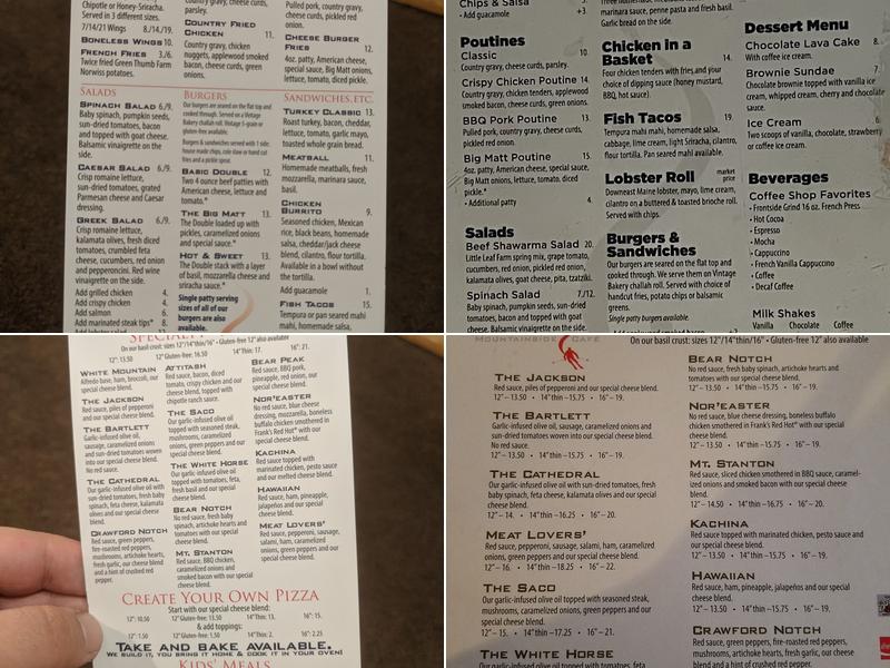 Matty B's Mountainside Cafe Menu