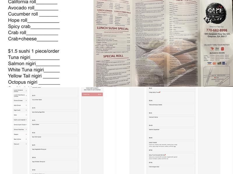 Sake Japanese Steak House & Sushi Bar Menu