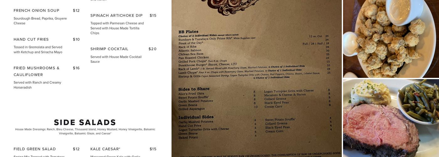 Bare Bones Steakhouse Menu