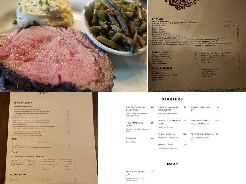 Bare Bones Steakhouse Menu